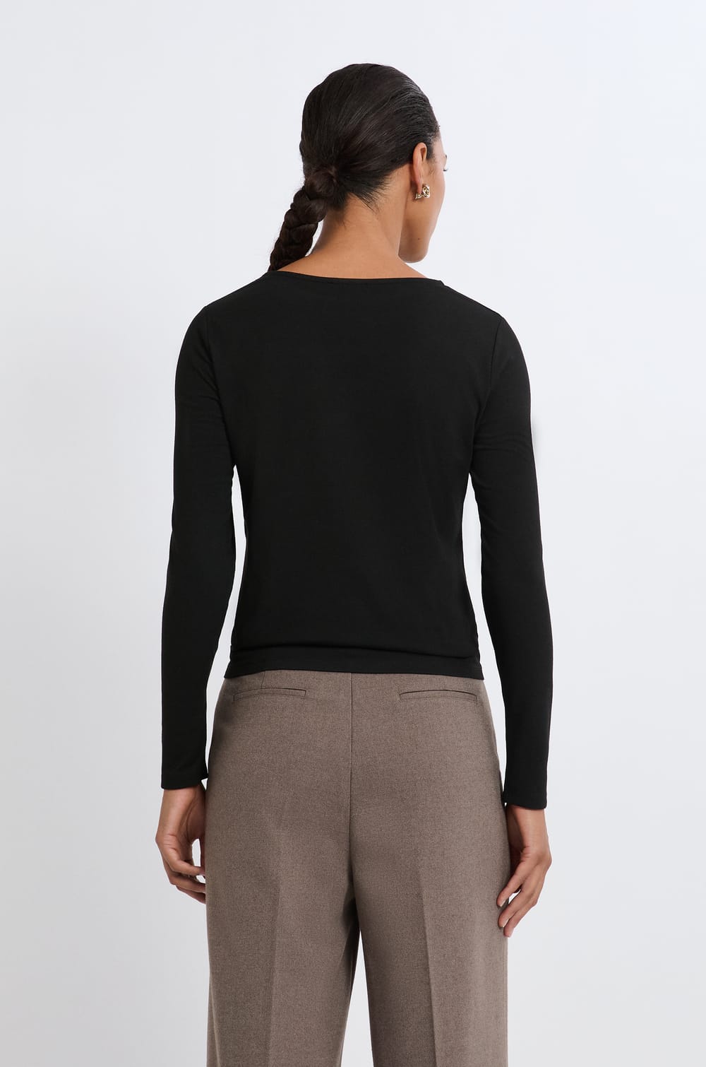 T-shirt col rond manches longues;${refinementColor}