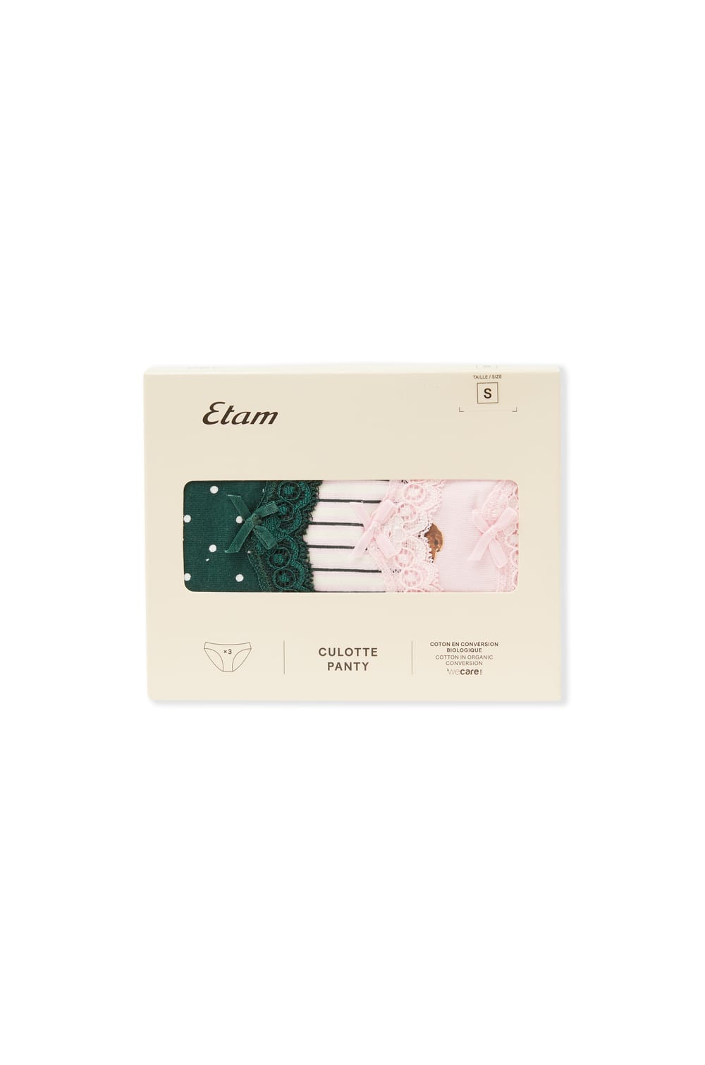 Lot de 3 culottes en coton et dentelle;${refinementColor}