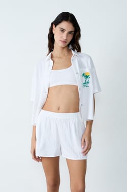Short de pyjama en coton broderie dos;${refinementColor}