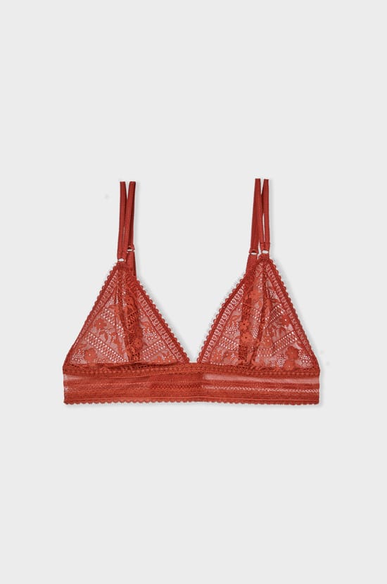 Wireless Lace Triangle Bra;${refinementColor}