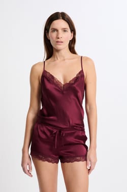 Short en soie détails dentelle;${refinementColor}
