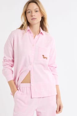 Ensemble de pyjama à carreaux brodé Teckel;${refinementColor}