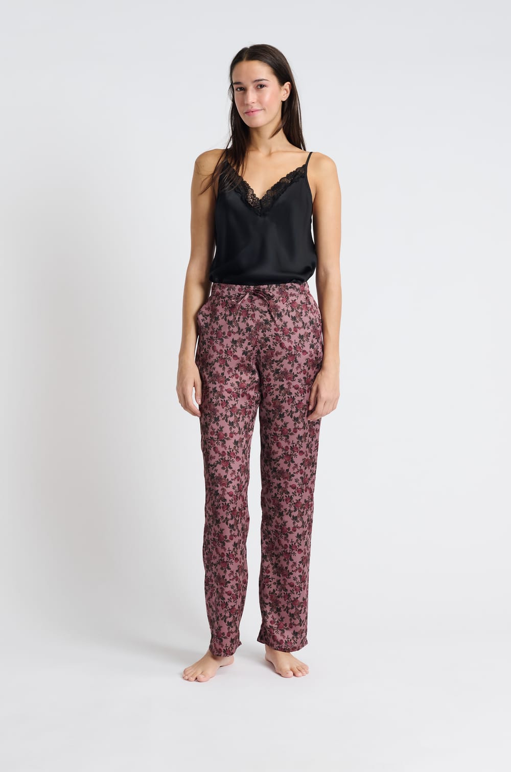 Pantalon de pyjama satiné;${refinementColor}