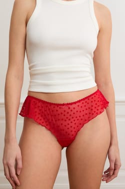 Panty culotte de tul flocado con motivos de corazones;${refinementColor}