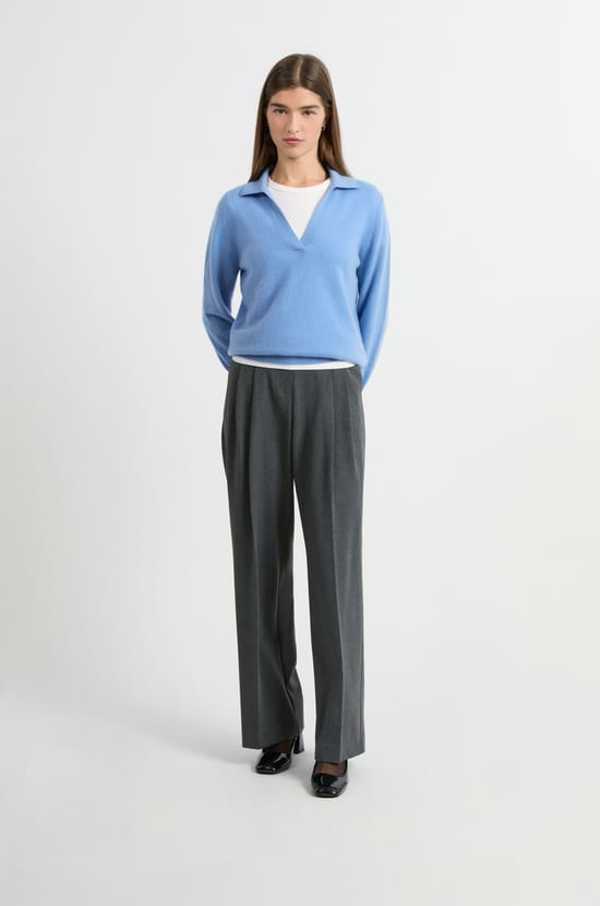 Pull col polo en cachemire;${refinementColor}