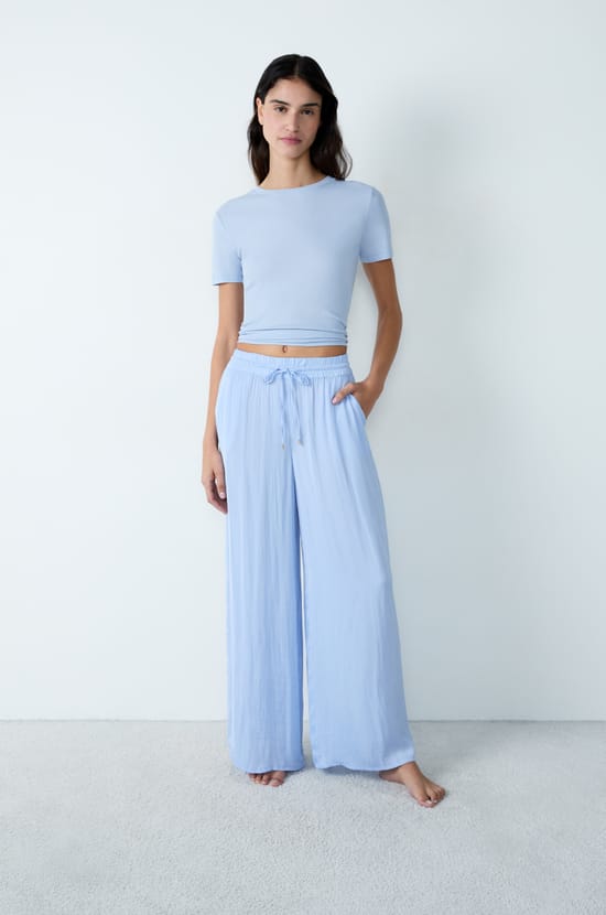 Wide-leg satin trousers;${refinementColor}