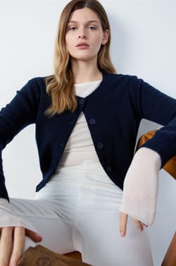 Short Buttoned Cardigan;${refinementColor}