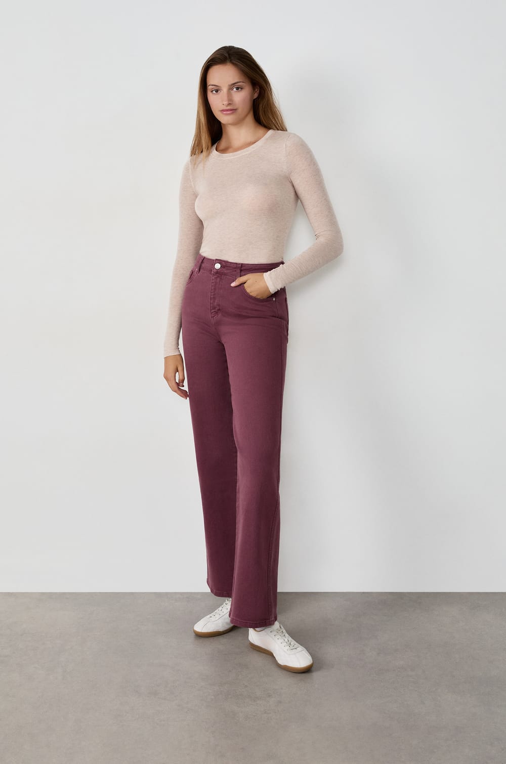 Pantalon droit en coton;${refinementColor}