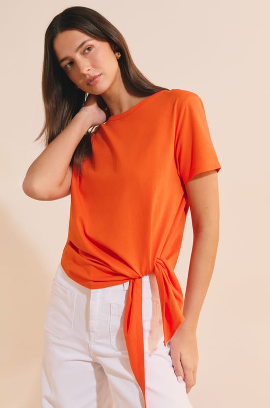 T-shirt en coton avec noeud;${refinementColor}