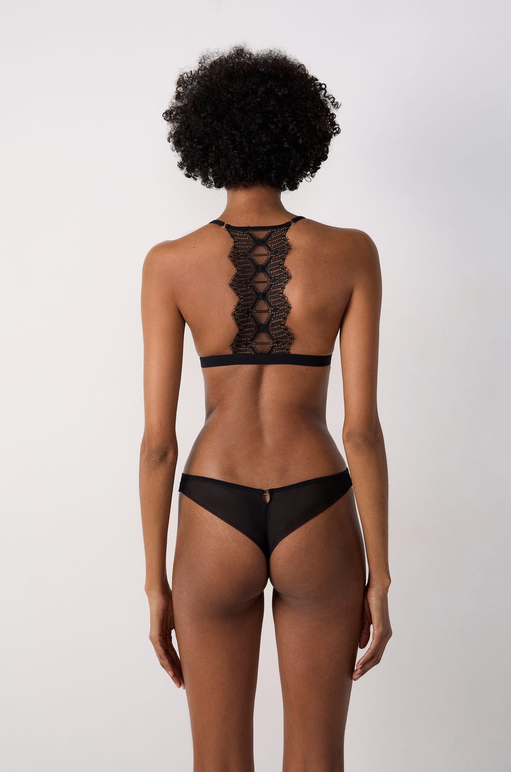 Wireless Triangle Bra in Tulle with Lace Back;${refinementColor}