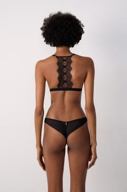 Wireless Triangle Bra in Tulle with Lace Back;${refinementColor}