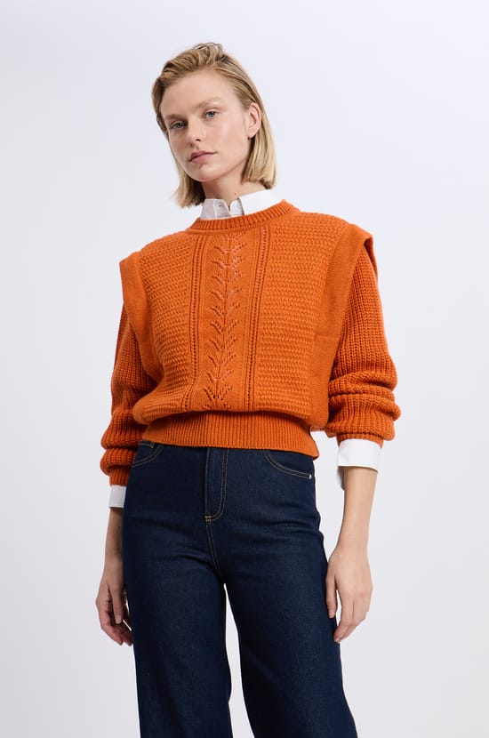 Pull à épaulettes avec laine;${refinementColor}
