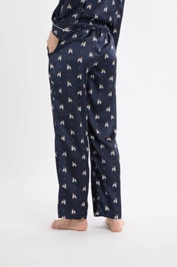 Pantalón de pijama de satén con estampado de perros;${refinementColor}