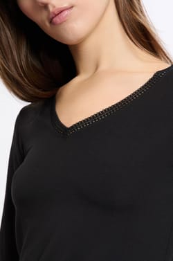 Camiseta de manga larga con cuello en V de tejido térmico ;${refinementColor}