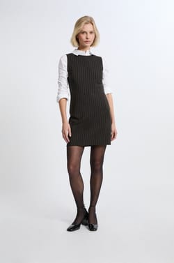 Robe courte à rayure;${refinementColor}