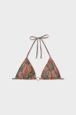 Printed Triangle Bikini Top;${refinementColor}
