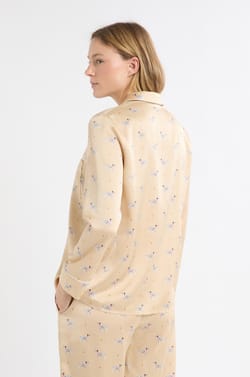 Satin Pyjama Shirt with Dalmatian Print;${refinementColor}