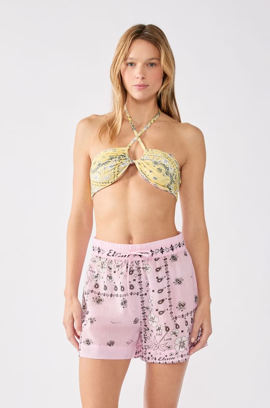 Printed cotton shorts;${refinementColor}