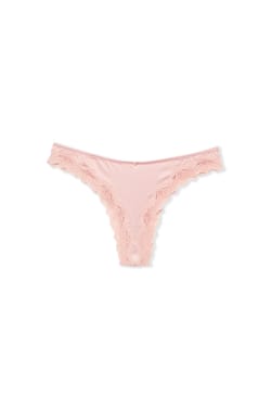 Tanga satin&eacute; avec d&eacute;tails dentelle;${refinementColor}
