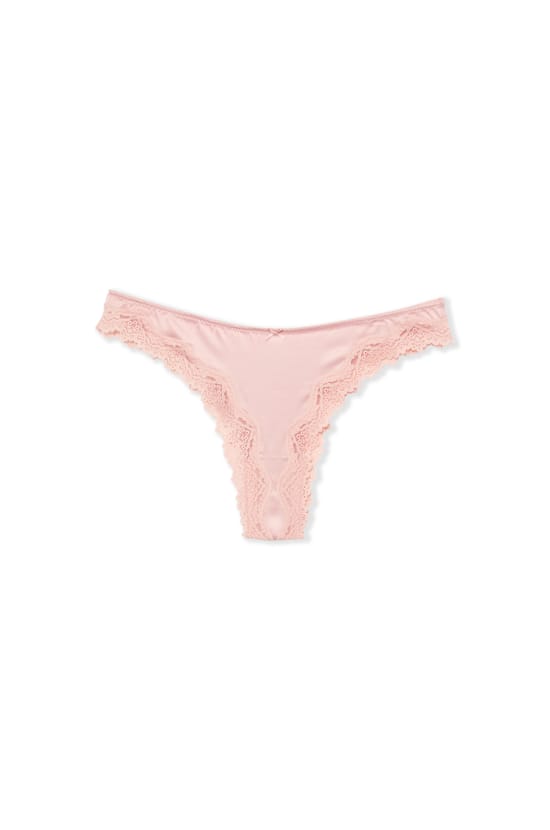 Tanga satin&eacute; avec d&eacute;tails dentelle;${refinementColor}