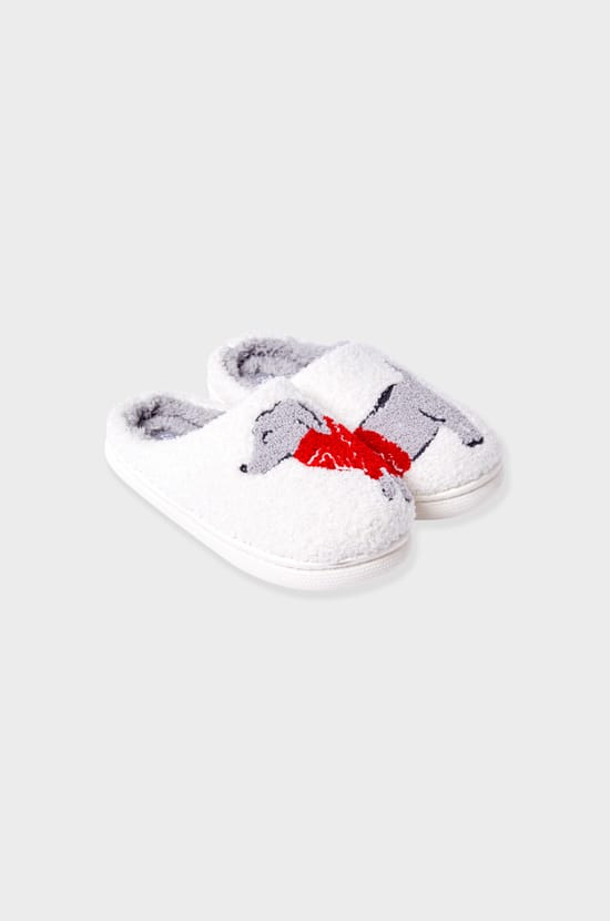 Chaussons à motifs en fausse fourrure;${refinementColor}