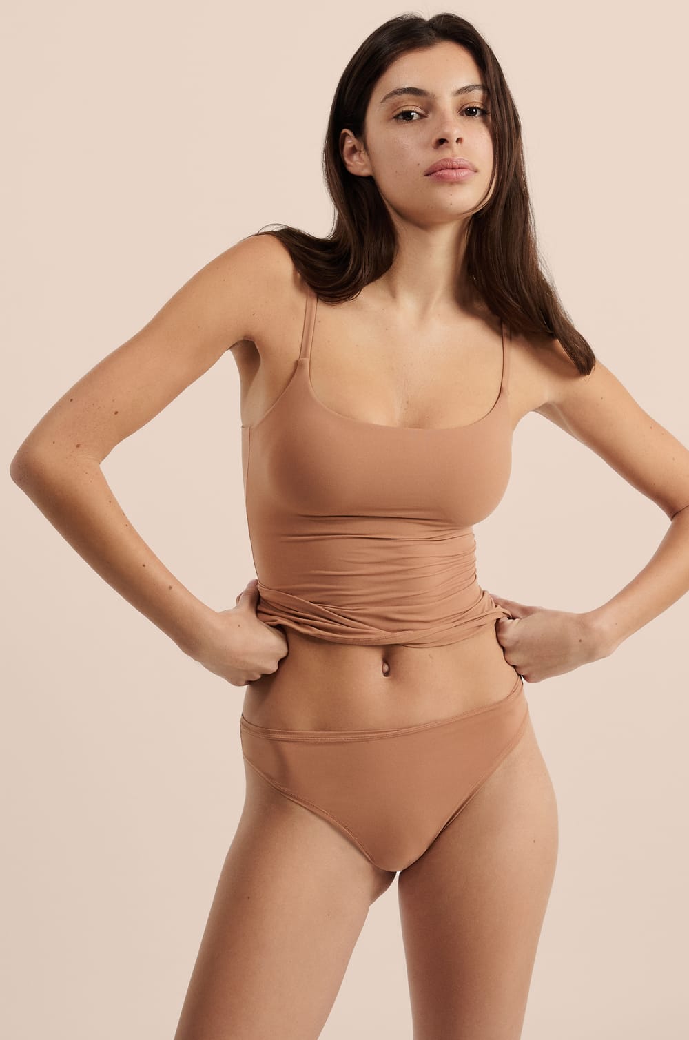 Microfiber Top with Built-in Bra;${refinementColor}