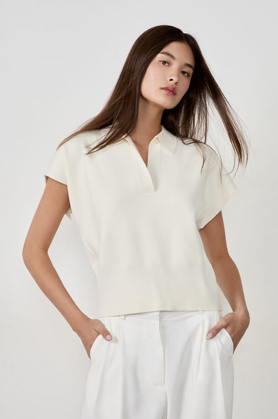 Pull sans manches col polo;${refinementColor}