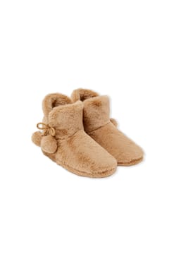 Chaussons bottines avec pompons;${refinementColor}