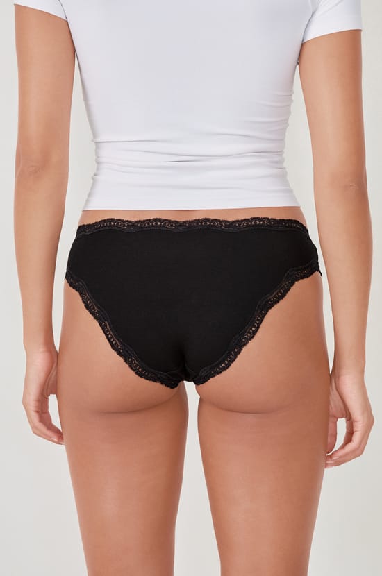 3-Pack of Cotton and Lace Briefs;${refinementColor}