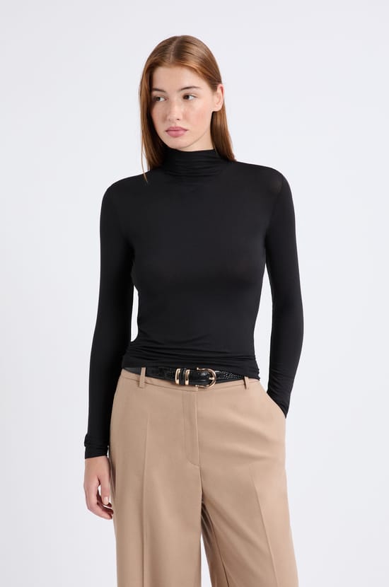 Top col roulé manches longues maille thermique;${refinementColor}