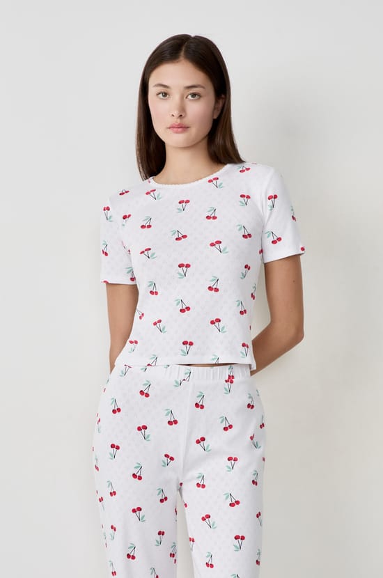 Ensemble de pyjama 2 pi&egrave;ces en coton en pointelle;${refinementColor}