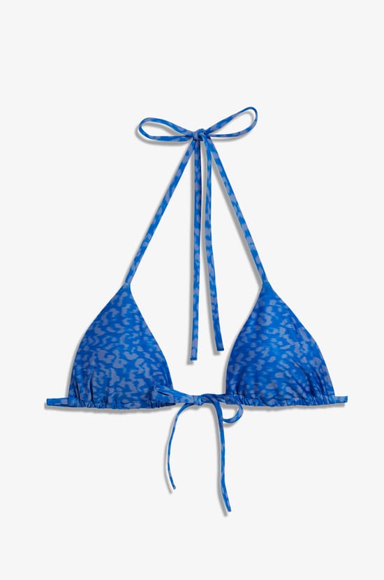 Triangle Bikini Top with Tie, Printed;${refinementColor}