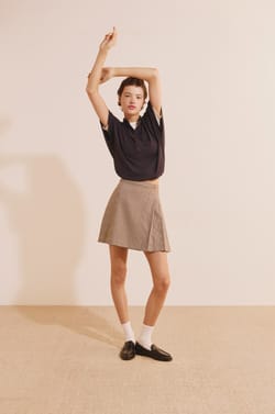 Jupe courte &agrave; boucle dor&eacute;e;${refinementColor}