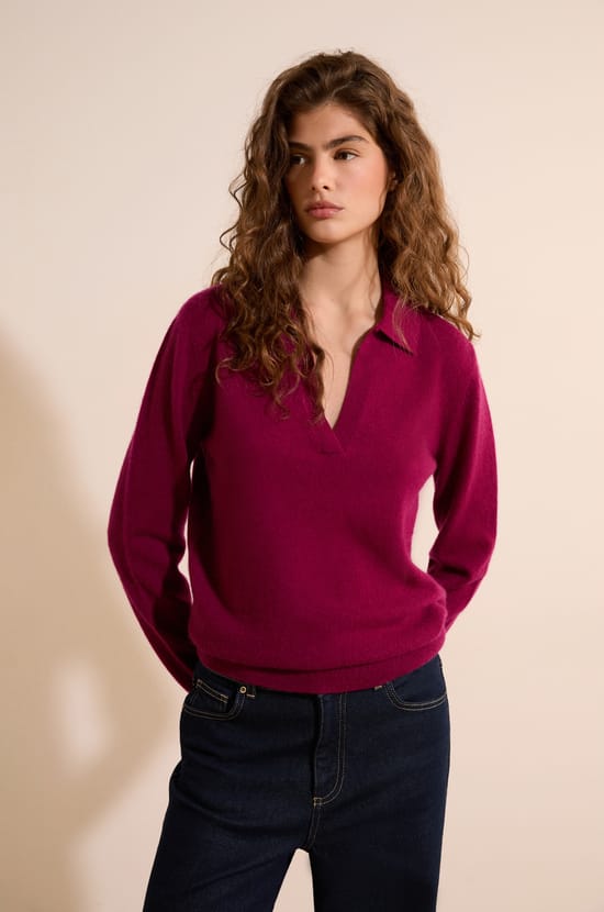 Pull col polo 100% cachemire;${refinementColor}