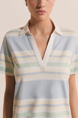 Robe courte &agrave; rayures en coton;${refinementColor}