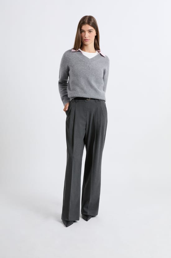 V-neck Cashmere Sweater;${refinementColor}