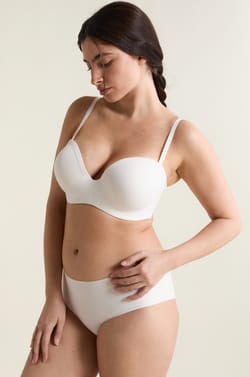 Strapless microfibre bra with removable straps, D cup;${refinementColor}