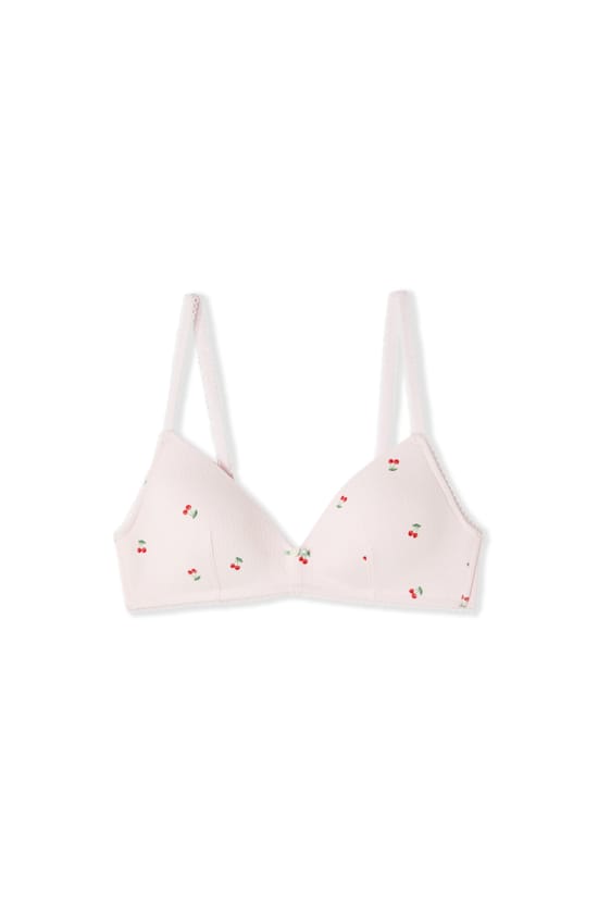 Lightly Lined Bra in Cotton Pointelle with Patterns;${refinementColor}