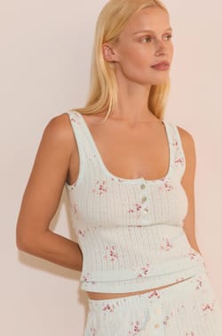 D&eacute;bardeur de pyjama &agrave; motifs en coton pointelle;${refinementColor}