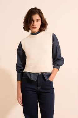 Pull sans manches &agrave; col rond;${refinementColor}
