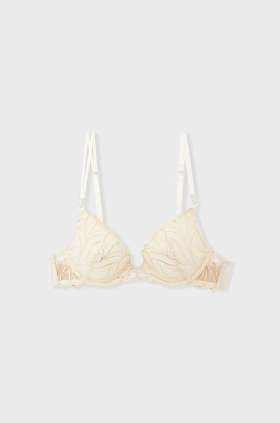 Soutien-gorge N.2 - Le push-up plongeant en broderie florale;${refinementColor}