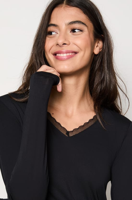 Long Sleeve Thermal Knit T-Shirt;${refinementColor}