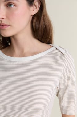 T-shirt met ronde hals en strepen;${refinementColor}