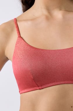 Glittery tie-front bikini top;${refinementColor}