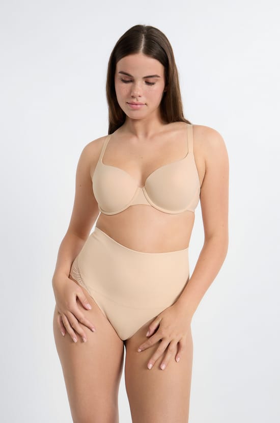 Braguita de talle alto con detalle de encaje - Sujeción media;${refinementColor}