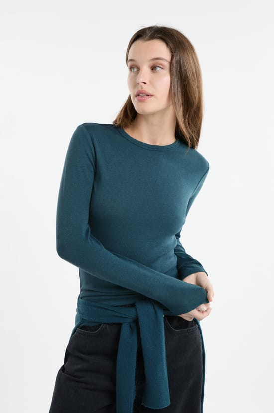 T-shirt &agrave; manches longues avec coton modal;${refinementColor}