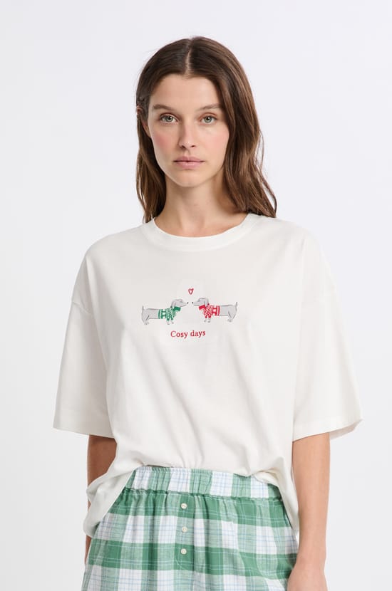 T-shirt en coton à motifs chiens;${refinementColor}