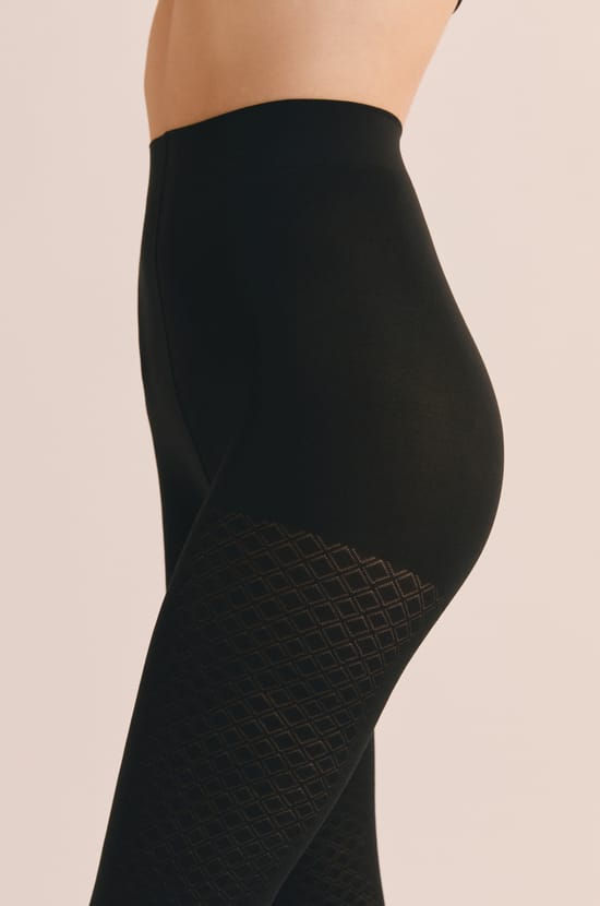 Collant opaque &agrave; motifs losanges - 40 Deniers ;${refinementColor}