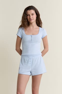 Camiseta de pijama de manga corta con punto calado;${refinementColor}