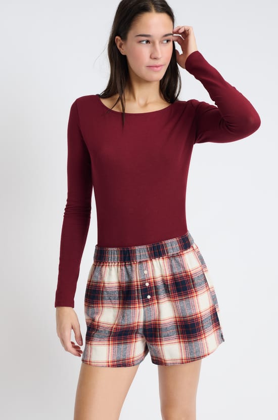 Short de pyjama à carreaux;${refinementColor}